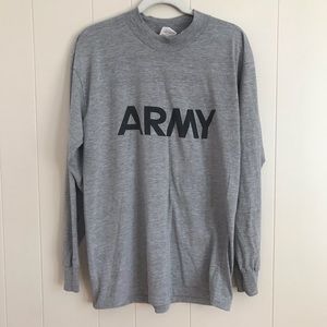 US Army PFU Gray Long Sleeve T Shirt Military Sz M